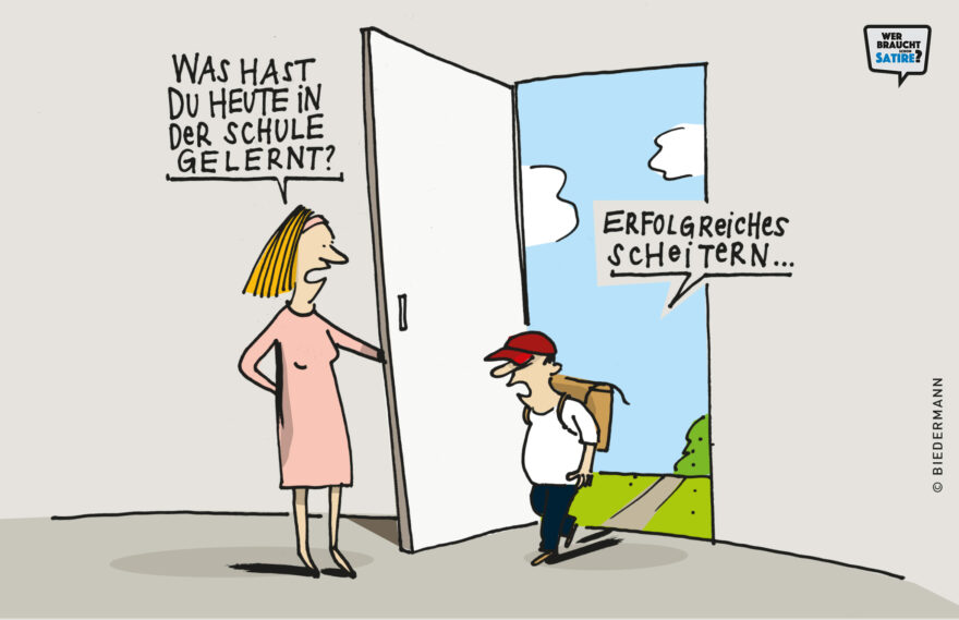 Cartoon von Christoph Biedermann – Wer braucht schon Satire? Aktion zur Stärkung der Schweizer Satire. Satire frei von Zensur, Investoren und Medienkonzernen – von den Künstler*innen direkt zu dir.